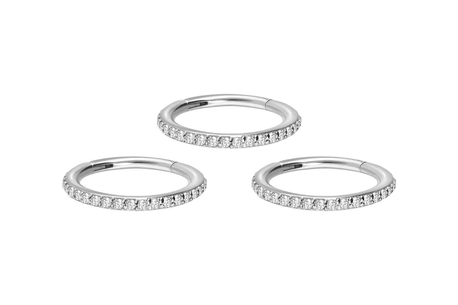 SET Chirurgenstahl Segmentring Clicker Piercing EINGEFASSTE KRISTALLE ++Neues Design++